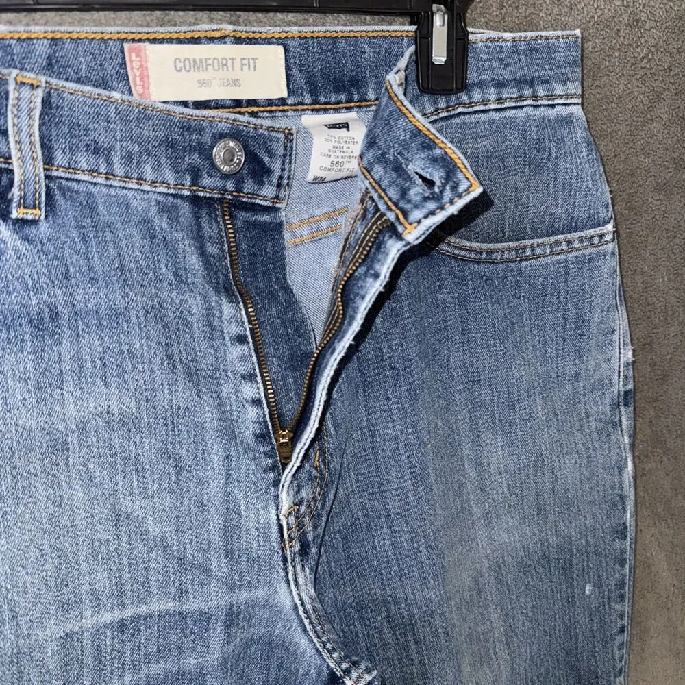 Lot of 2 Mens Jeans Levis 560 Comfort Fit Tommy Hilfiger Relaxed 34x30 Blue